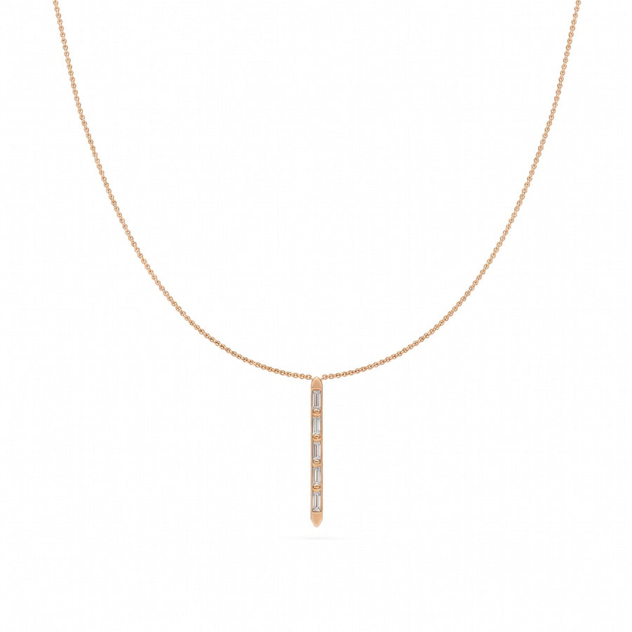 0.3 Ct Baguette Cut Diamond Pendant Necklace VS1 D-F White Gold 14k