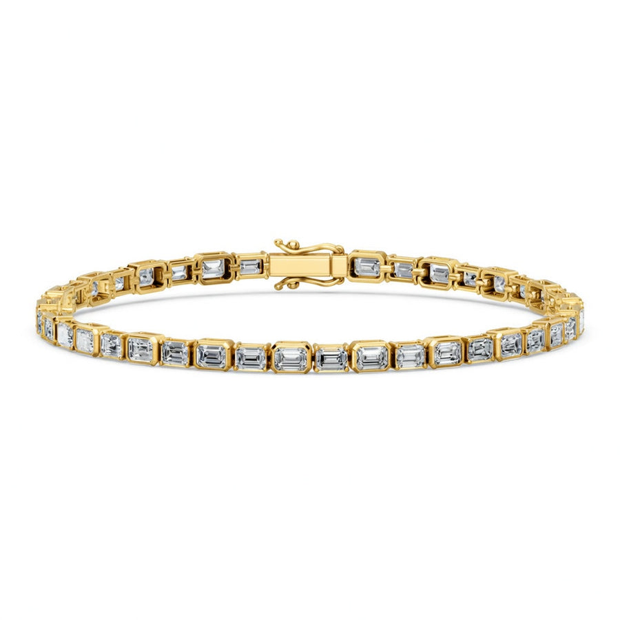 6.72 Carat Emerald Cut Diamond Tennis Bracelet VS1 D F White Gold 14k
