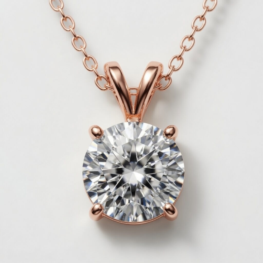 2.00 Carat Round Lab-Grown Diamond Split Bail Solitaire Pendant – VS1 Clarity, D–F Color, 14K White Gold with Adjustable Chain