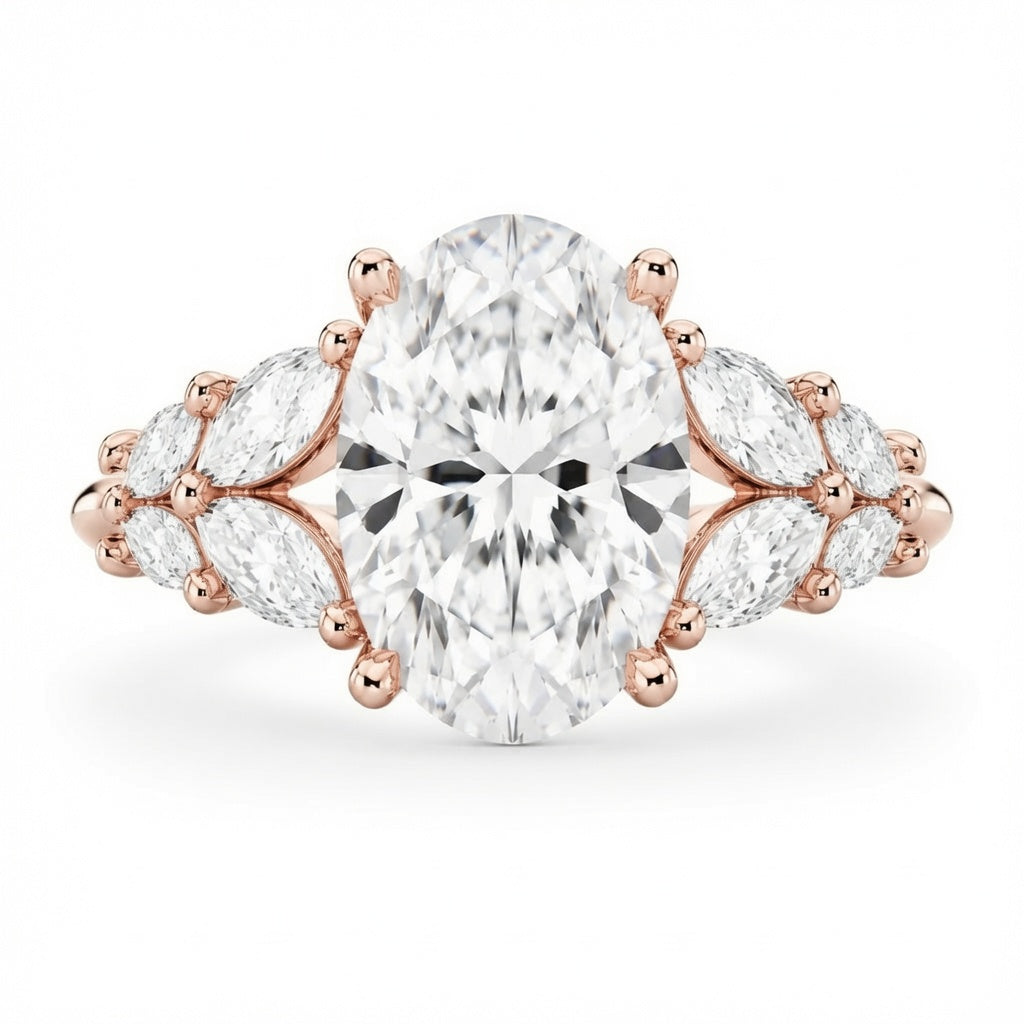 2.50 CT Oval Lab-Grown Diamond Hidden Halo Engagement Ring in 14K White Gold – Vintage Bridal Design