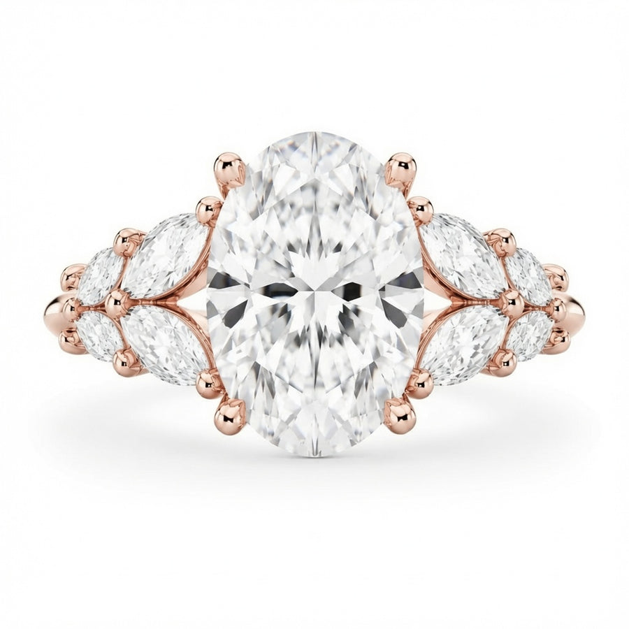 2.50 CT Oval Lab-Grown Diamond Hidden Halo Engagement Ring in 14K White Gold – Vintage Bridal Design