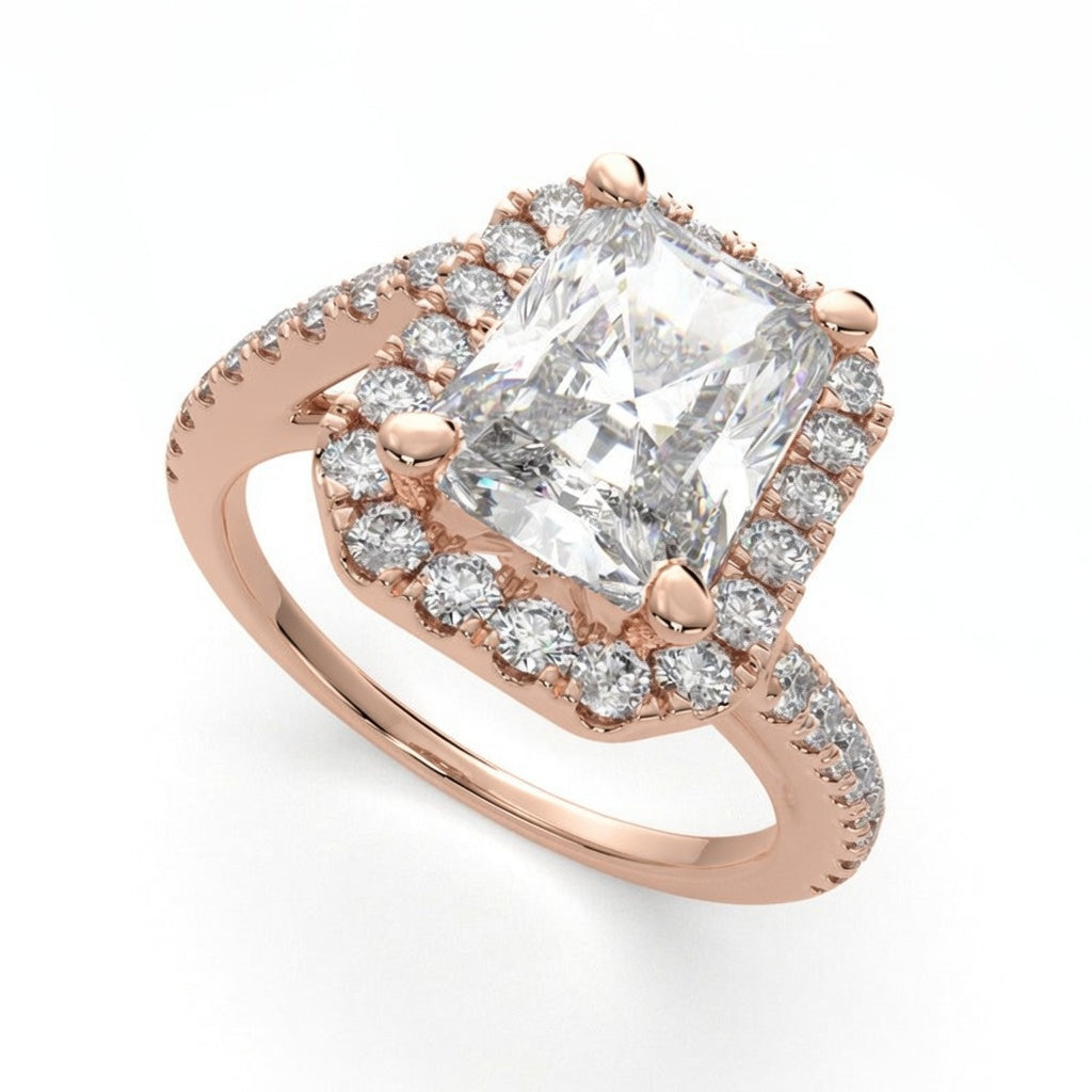 Paloma 3.35 Carat Emerald Cut Pave Halo Engagement Ring