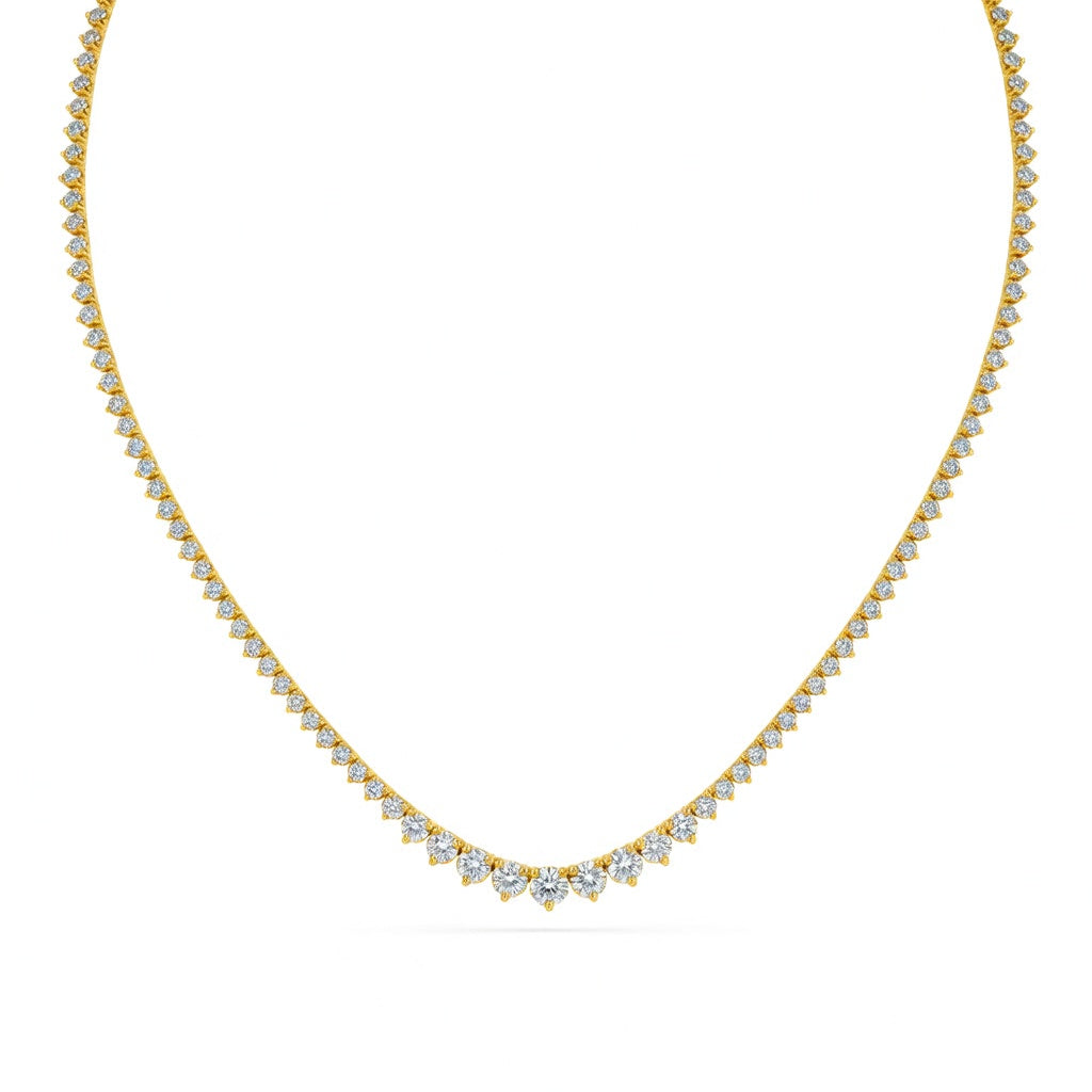 9.7 Ct Round Cut Diamond Tennis Necklace VS1 D-F White Gold 14k