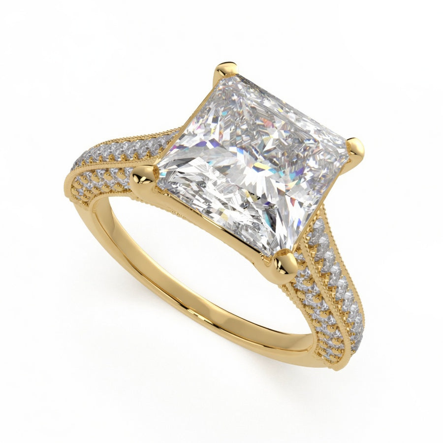 Martina 4.75 Carat Princess Cut Pave Engagement Ring