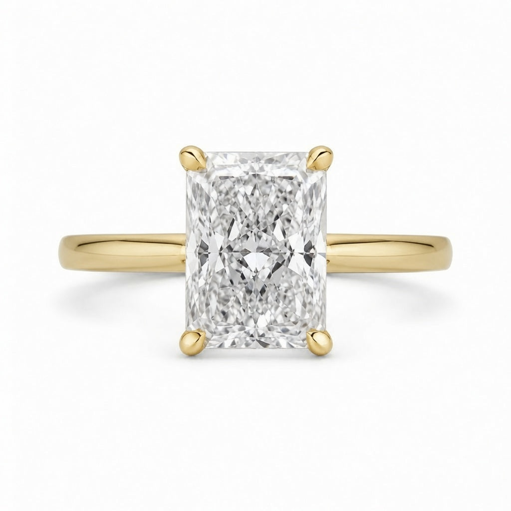 3.00 CT Radiant Cut Lab-Grown Diamond Hidden Halo Solitaire Engagement Ring in 14K White Gold – IGI Certified