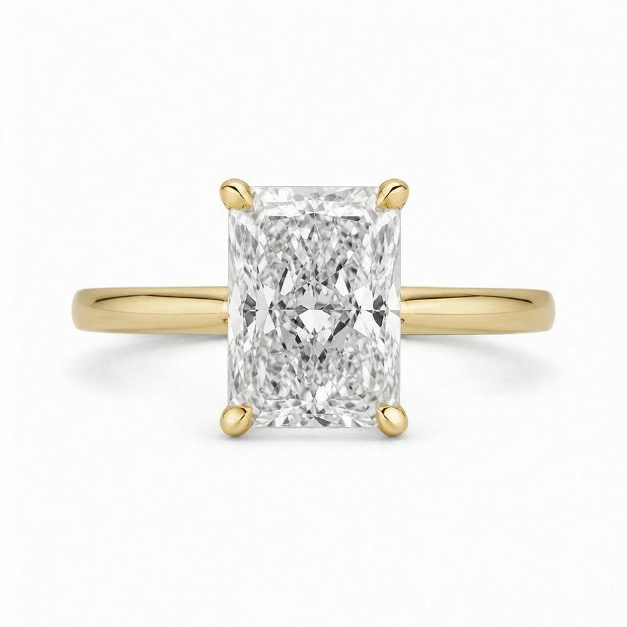 3.00 CT Radiant Cut Lab-Grown Diamond Hidden Halo Solitaire Engagement Ring in 14K White Gold – IGI Certified