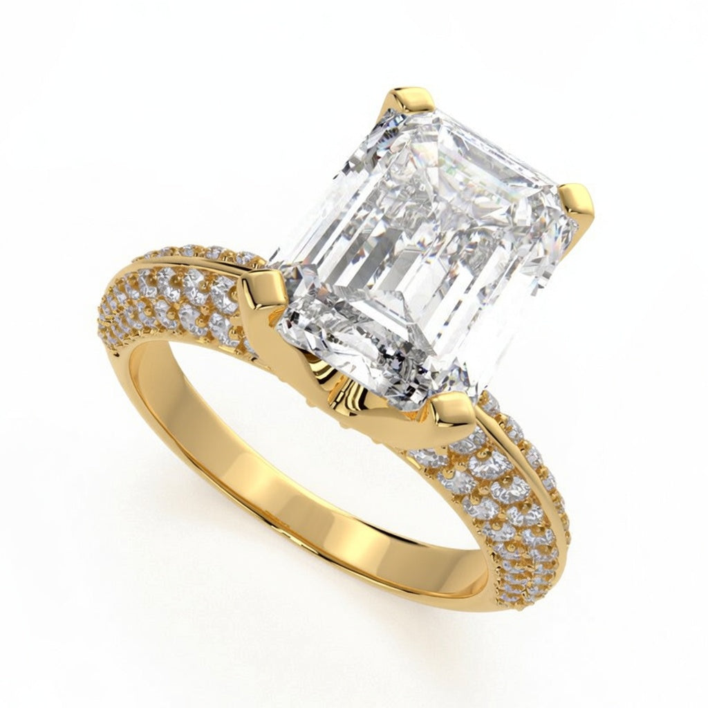 Daria 2.75 Carat Emerald Cut Pave 6 Prong Engagement Ring