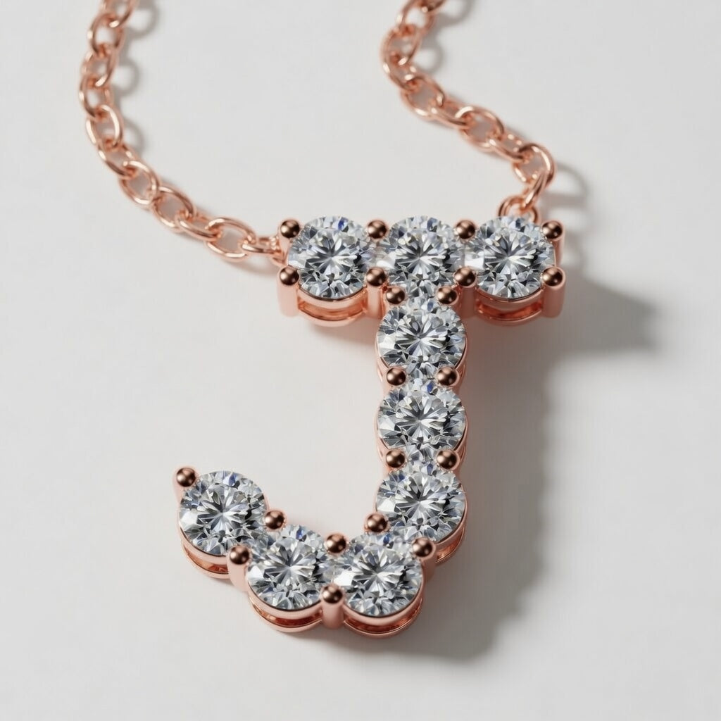 1.00 CTW Round Lab-Grown Diamond Initial J Personalized Pendant (D–F / VS1–VS2)
