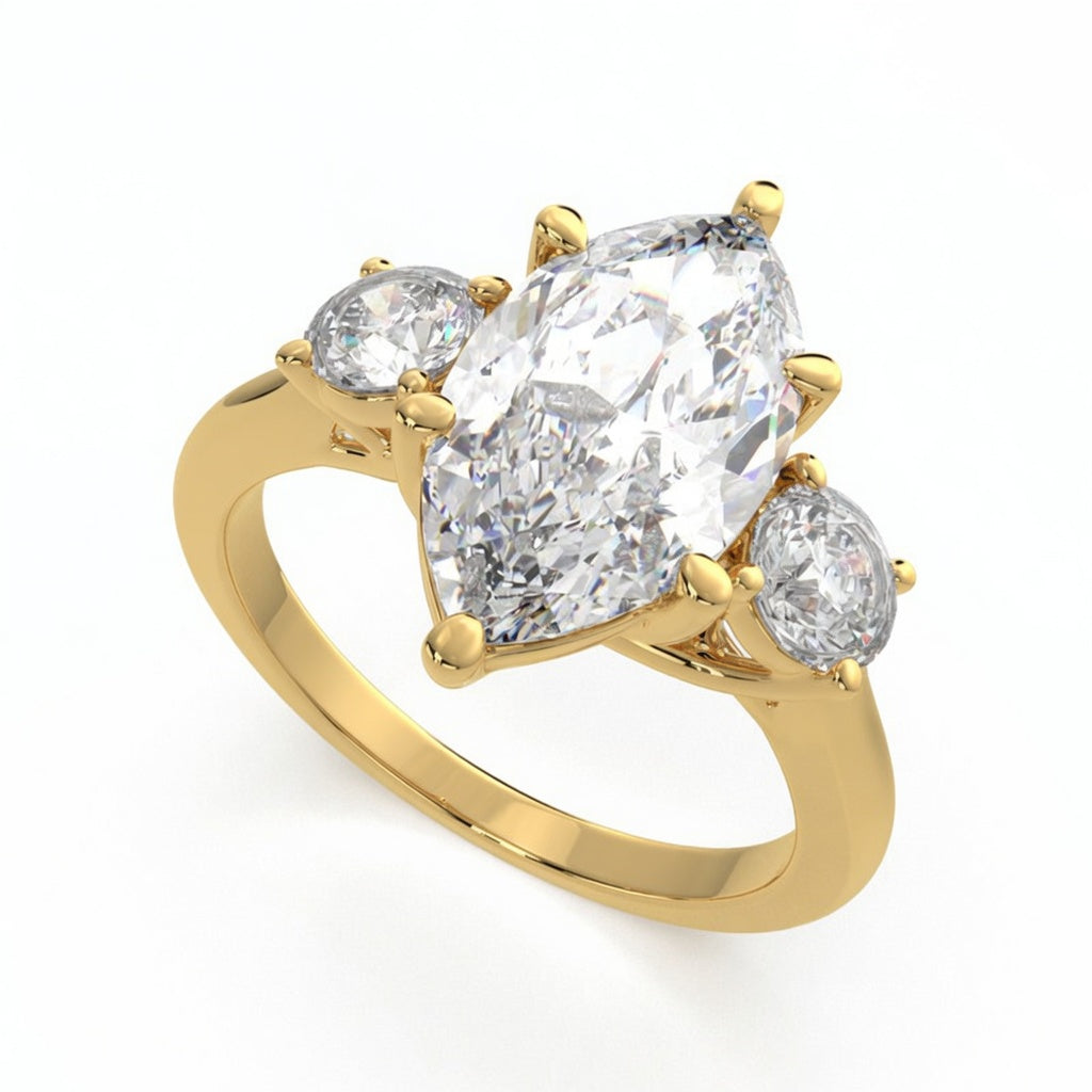 Hana 3.2 Carat Marquise Cut 3 Stone Engagement Ring