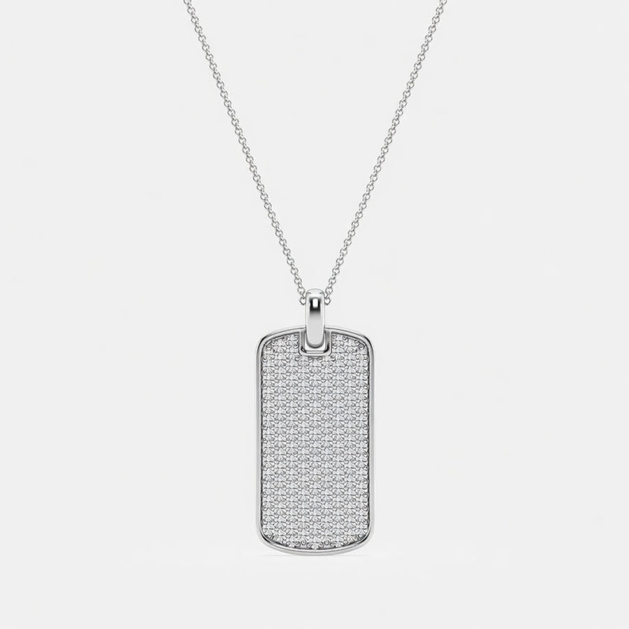 14K White Gold Dog Tag Lab-Grown Diamond Pendant (1.50 CTW – D–F / VS1–VS2)