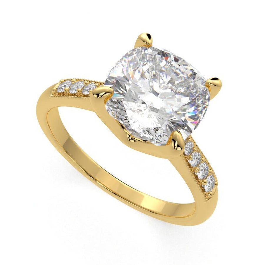 Federica 4.4 Carat Cushion Cut 4 Prong Engagement Ring