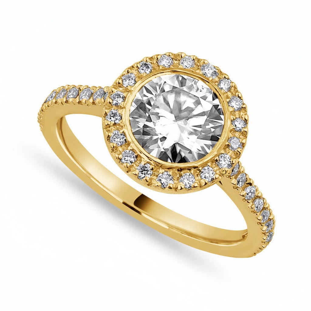 Maya 3.42 ct Lab Grown Round Cut Classic Pave Diamond Engagement Ring
