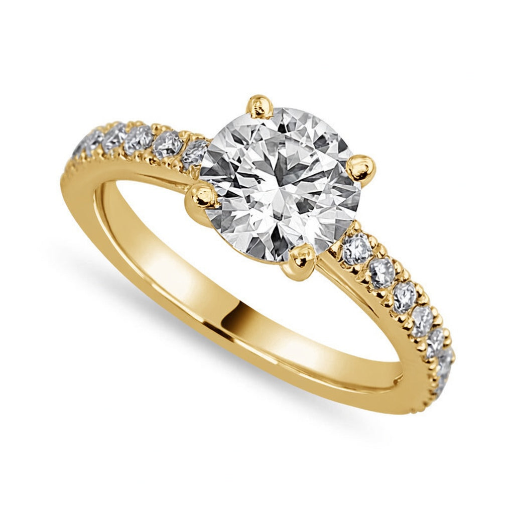 Matilda 2.23 ct Lab Grown Round Cut Pave 4 prong Diamond Engagement Ring