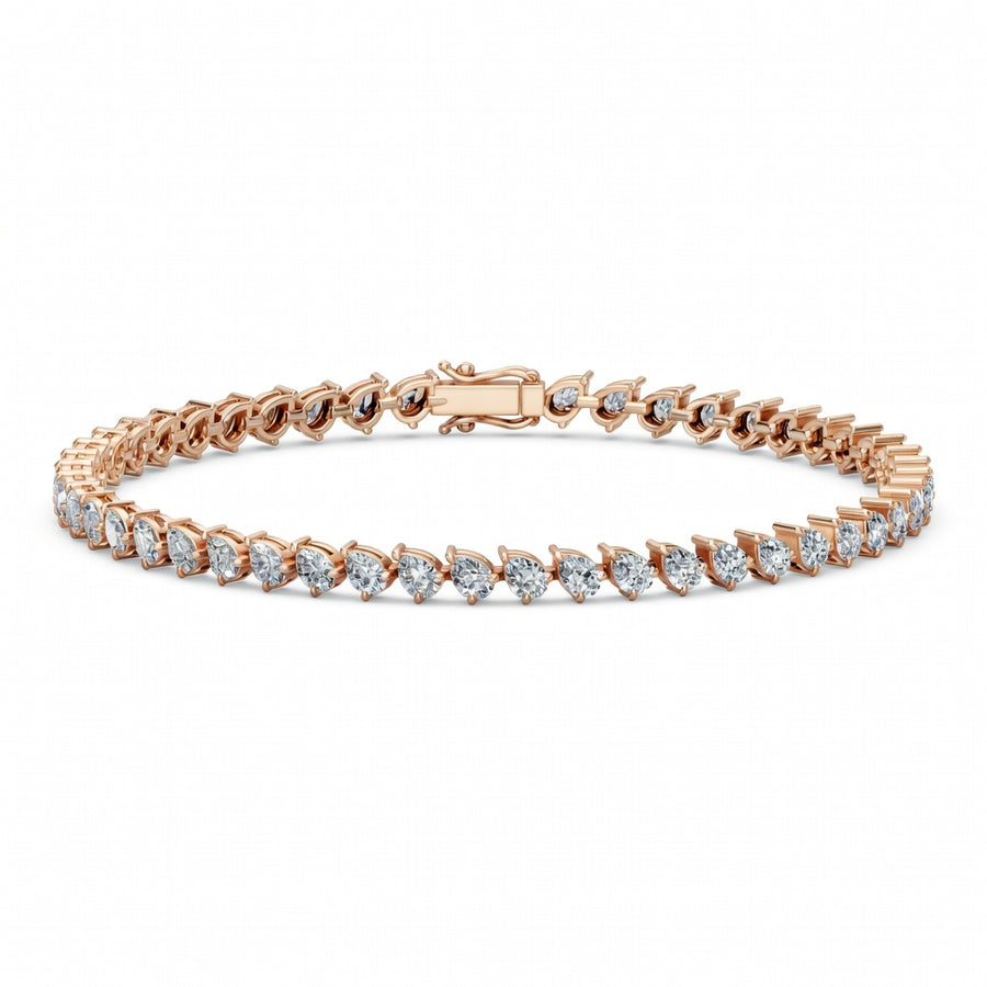 5.09 Carat Pear Cut Diamond Tennis Bracelet VS1 D F White Gold 14k