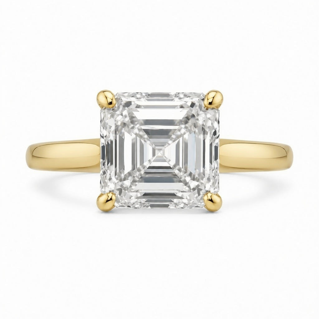 4.00 CT Asscher Cut Lab-Grown Diamond Solitaire Engagement Ring in 14K White Gold â€“ Classic Art Deco Design from Diamond Studio