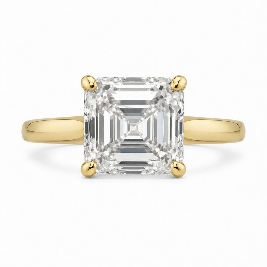 4.00 CT Asscher Cut Lab-Grown Diamond Solitaire Engagement Ring in 14K White Gold – Classic Art Deco Design