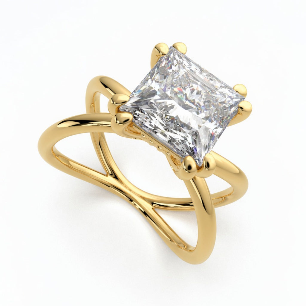 Tatiana 4 Carat Princess Cut Solitaire Split Shank Engagement Ring