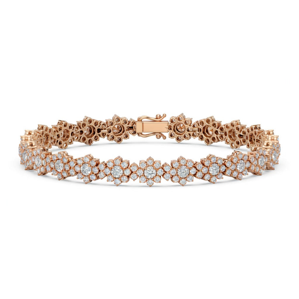 7.16 Carat Round Cut Diamond Tennis Bracelet VS1 D F White Gold 14k