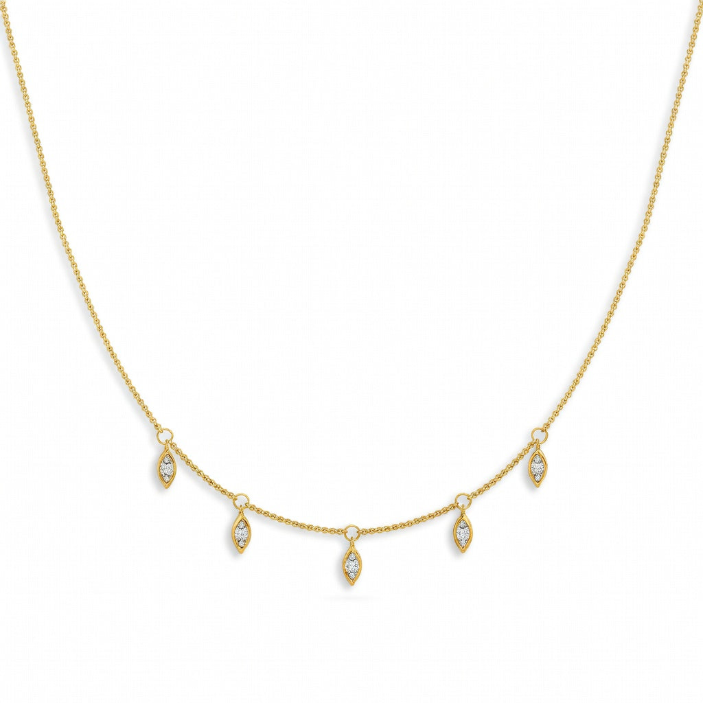 0.5 Ct Marquise Cut Diamond Chain Necklace VS1 D-F White Gold 14k