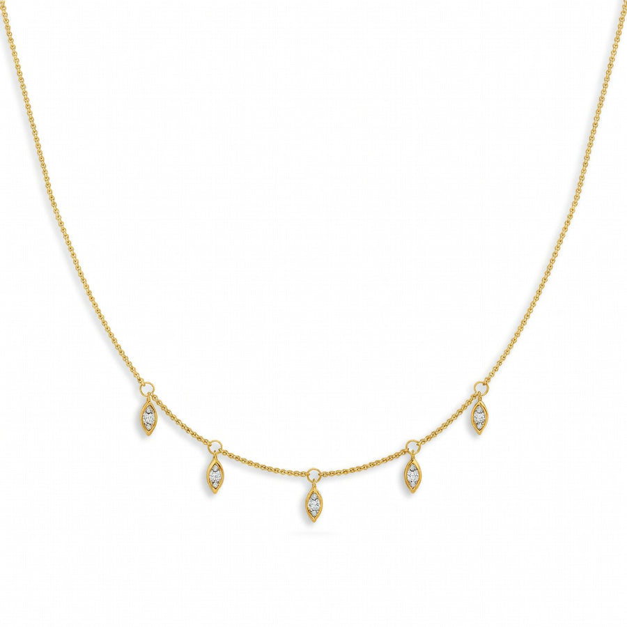 0.5 Ct Marquise Cut Diamond Chain Necklace VS1 D-F White Gold 14k