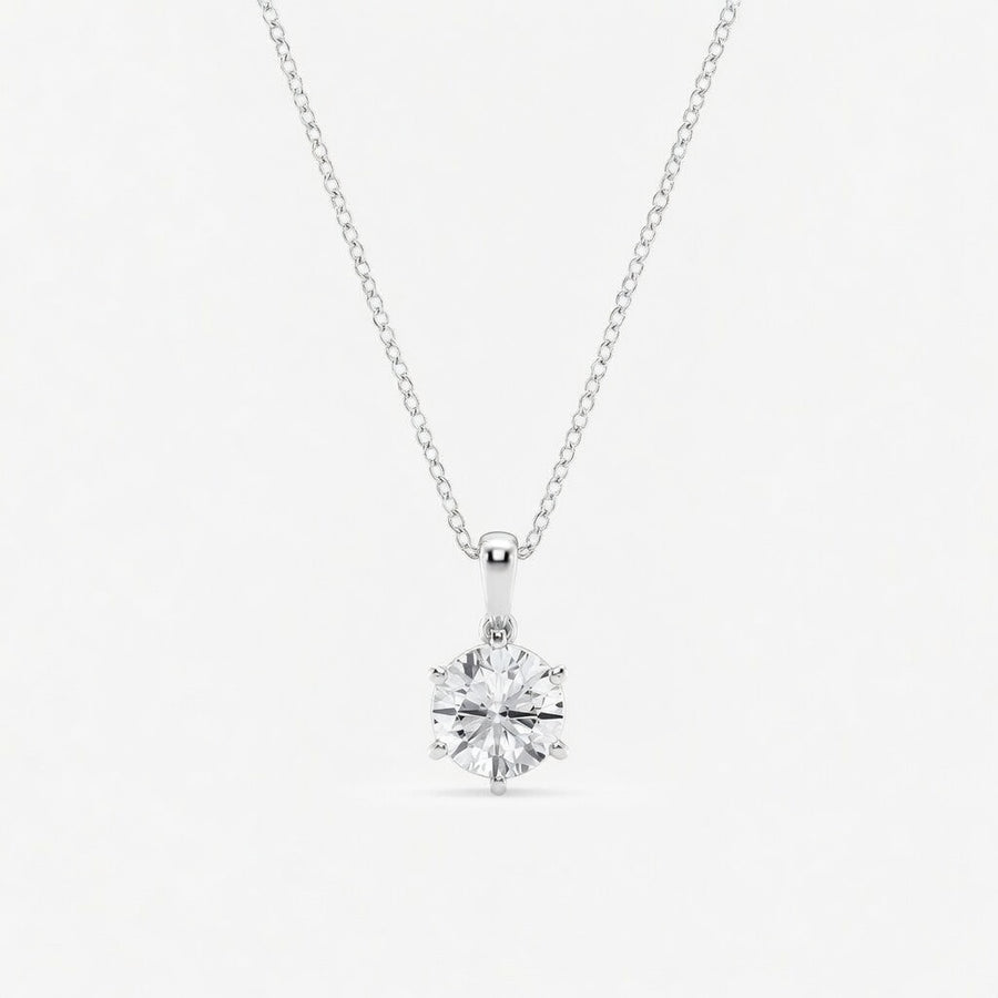 14K White Gold Six-Prong Solitaire Lab-Grown Diamond Pendant (1.00 CTW – D–F / VS1–VS2)
