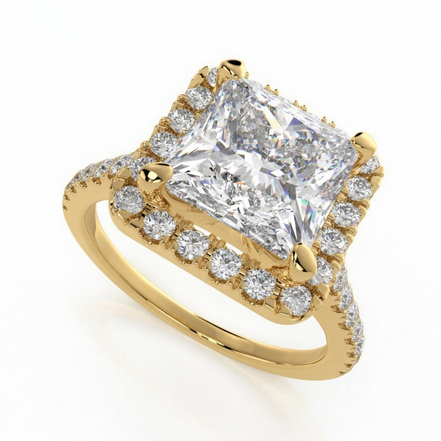 Isadora 1.4 Carat Princess Cut Halo Pave Engagement Ring