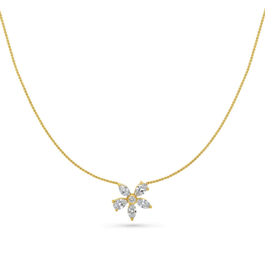 0.9 Ct Marquise Round Pear Cut Diamond Pendant Necklace VS1 D-F White Gold 14k