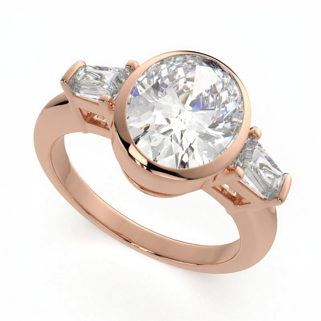 Emilia 3.5 Carat Round Cut Trilogy 3 Stone Engagement Ring