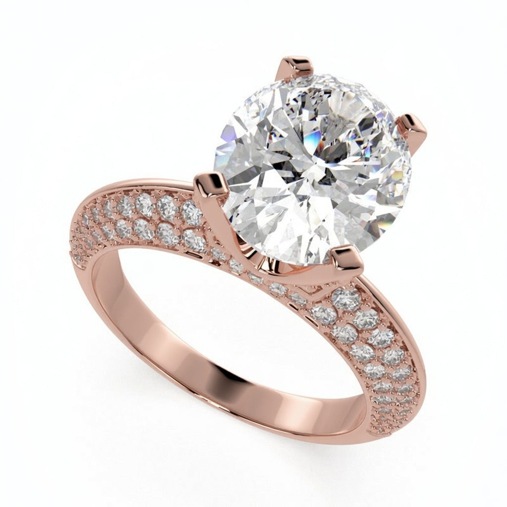 Daria 4.75 Carat Oval Cut Pave 6 Prong Engagement Ring