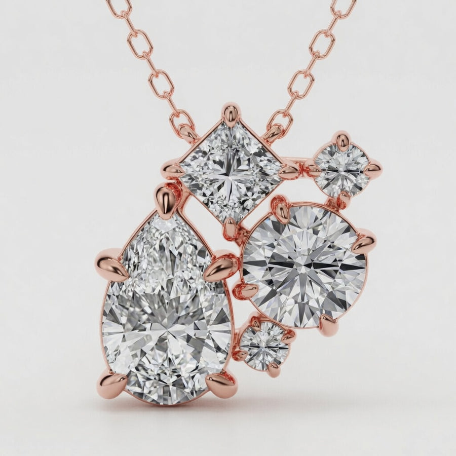 14K White Gold Mosaic Five-Stone Lab-Grown Diamond Pendant (2.00 CTW – D–F / VS1–VS2)
