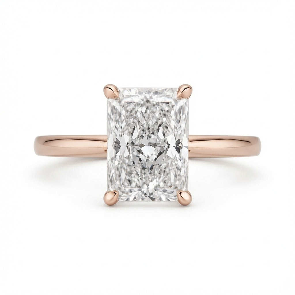 3.00 CT Radiant Cut Lab-Grown Diamond Hidden Halo Solitaire Engagement Ring in 14K White Gold – IGI Certified