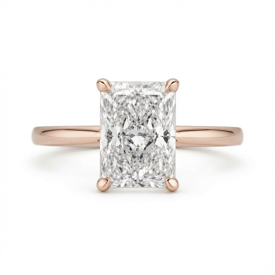 3.00 CT Radiant Cut Lab-Grown Diamond Hidden Halo Solitaire Engagement Ring in 14K White Gold – IGI Certified