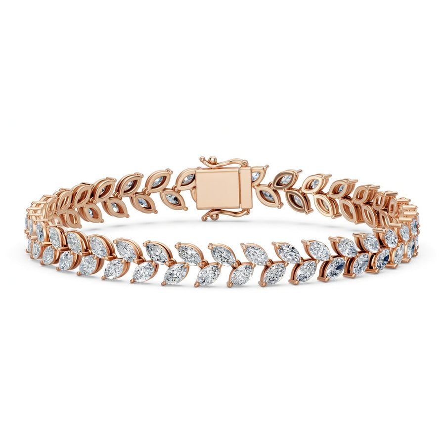 8.16 Carat Marquise Cut Diamond Tennis Bracelet VS1 D F White Gold 14k