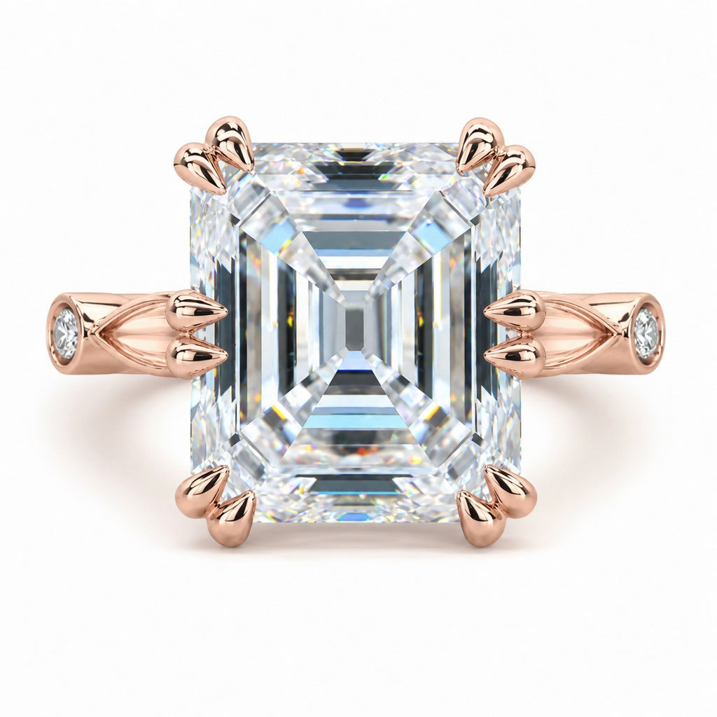 3.50 CT Asscher Cut Lab-Grown Diamond Solitaire Engagement Ring in 14K White Gold – Antique Old Mine Inspired Double Claw Design