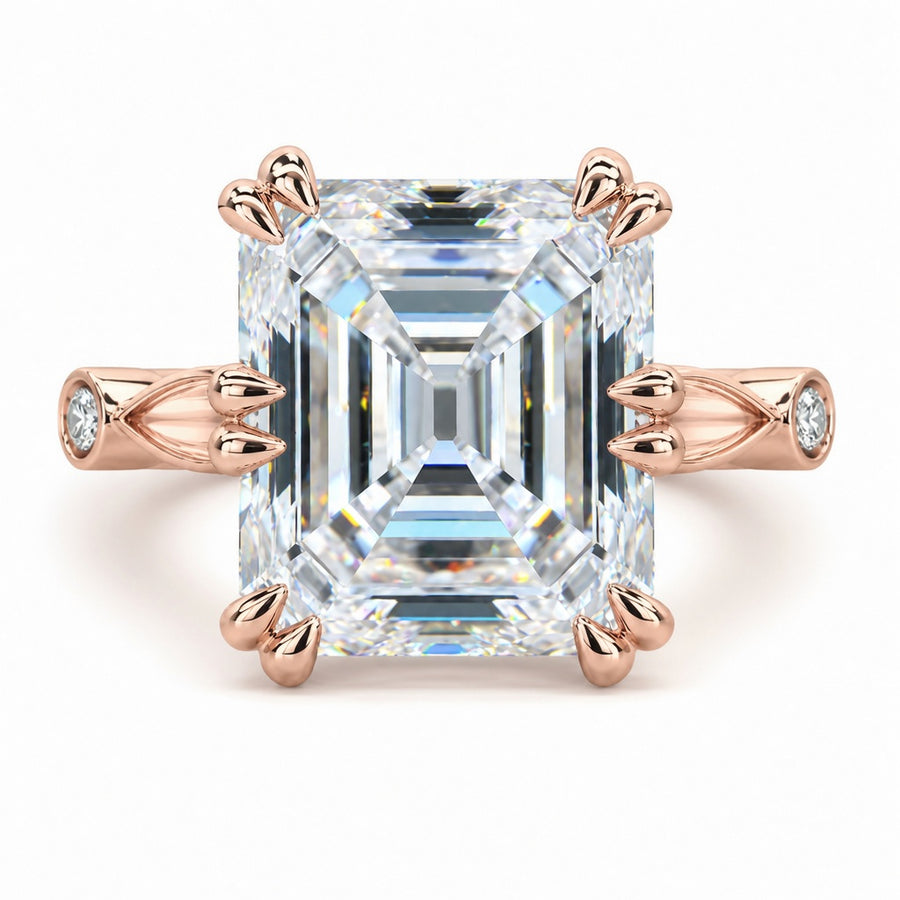 3.50 CT Asscher Cut Lab-Grown Diamond Solitaire Engagement Ring in 14K White Gold – Antique Old Mine Inspired Double Claw Design
