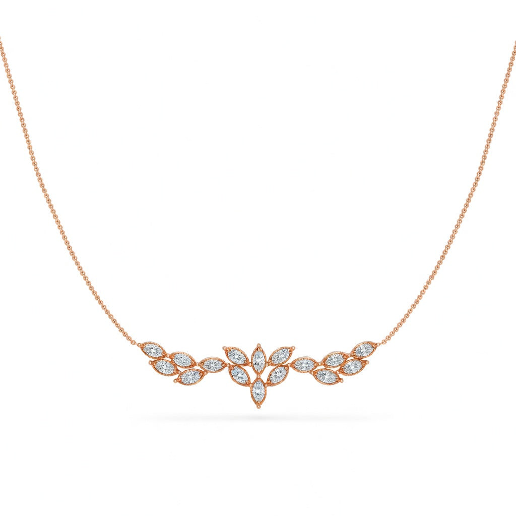 2.15 Ct Marquise Cut Diamond Chain Necklace VS1 D-F White Gold 14k
