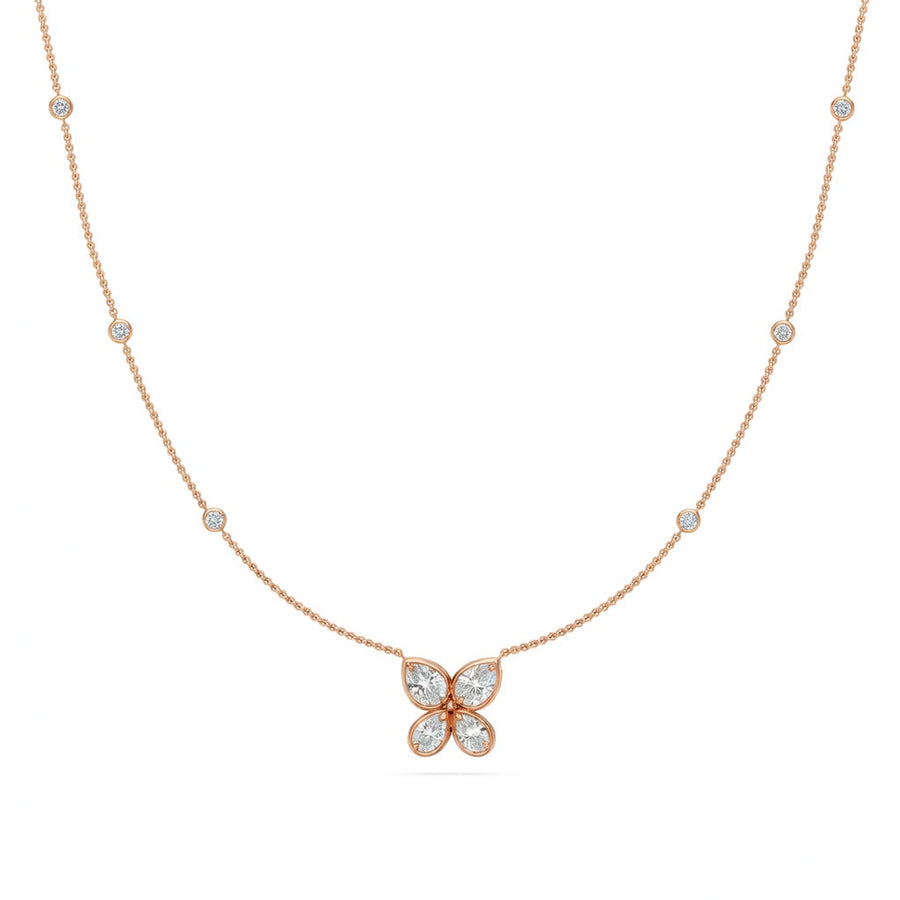 1.5 Ct Round Pear Marquise Cut Diamond Pendant Necklace VS1 D-F White Gold 14k
