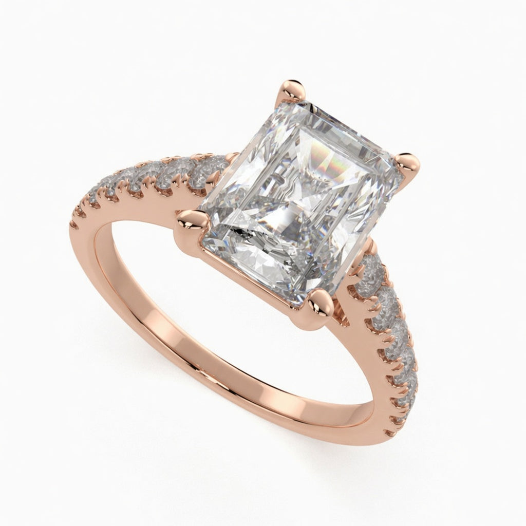 Karina 1.3 Carat Radiant Cut Pave 6 Prong Engagement Ring