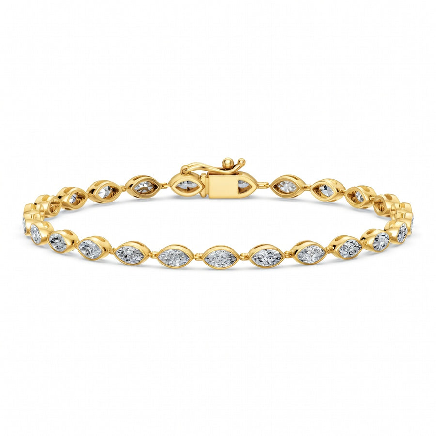 3.69 Carat Marquise Cut Diamond Tennis Bracelet VS1 D F White Gold 14k