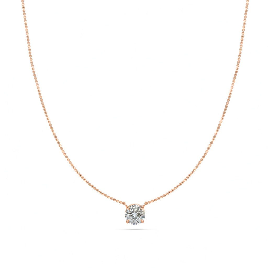 1 Ct Round Cut Diamond Pendant Necklace VS1 D-F White Gold 14k