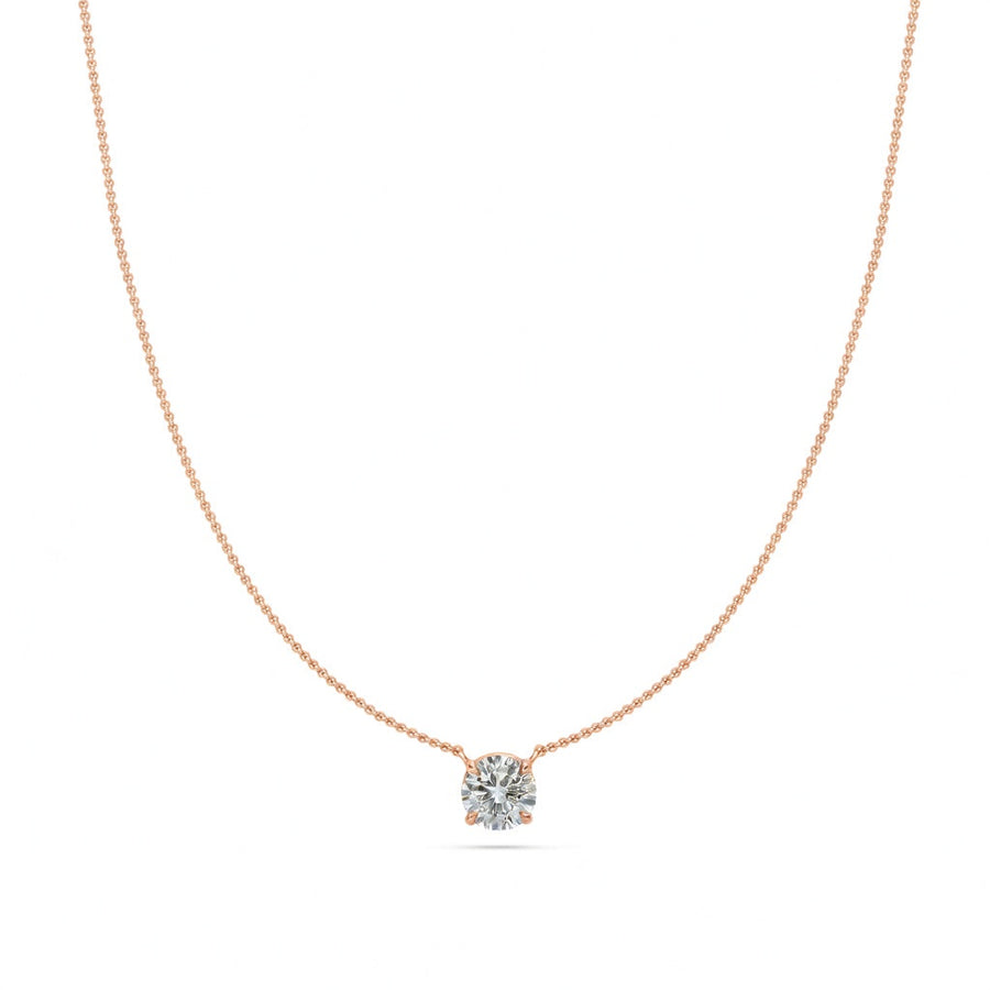 1 Ct Round Cut Diamond Pendant Necklace VS1 D-F White Gold 14k