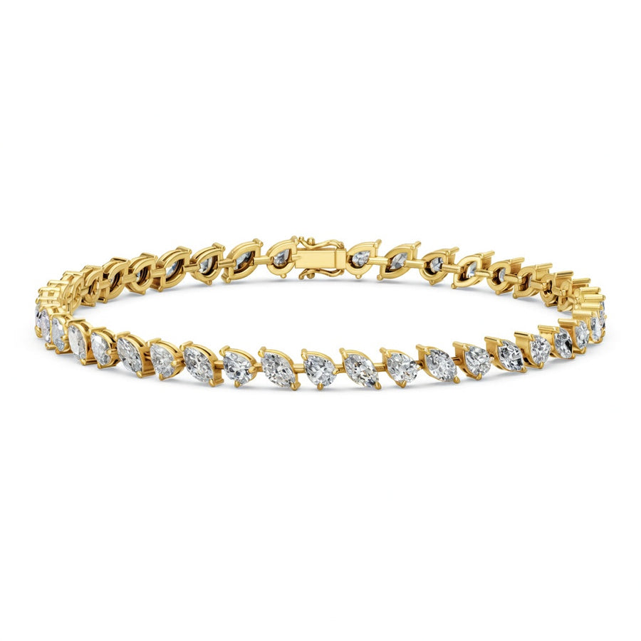 6.03 Carat Pear Cut Diamond Tennis Bracelet VS1 D F White Gold 14k