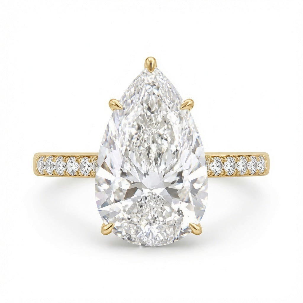3.00 CT Pear Lab-Grown Diamond Hidden Halo Engagement Ring in 14K White Gold – Anniversary Solitaire Design