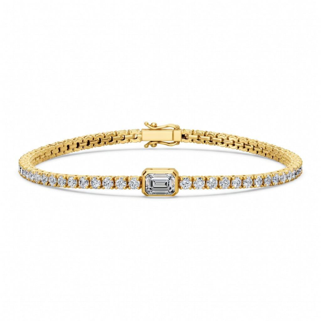 5.28 Carat Emerald Cut Diamond Tennis Bracelet VS1 D F White Gold 14k