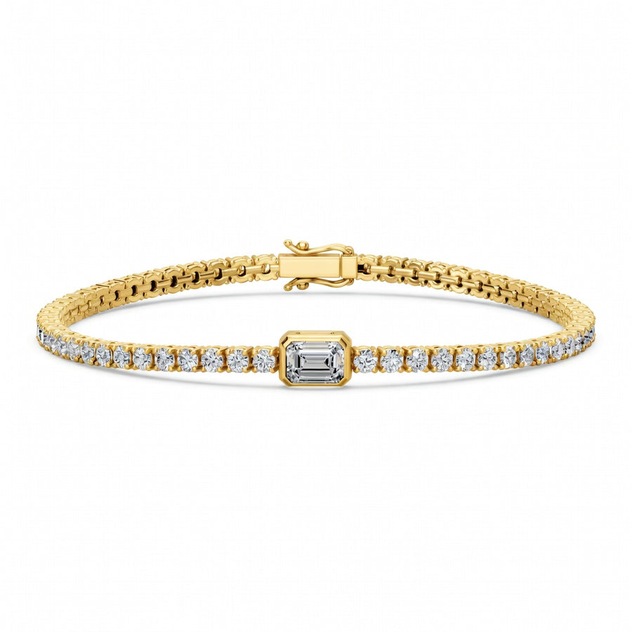 5.28 Carat Emerald Cut Diamond Tennis Bracelet VS1 D F White Gold 14k