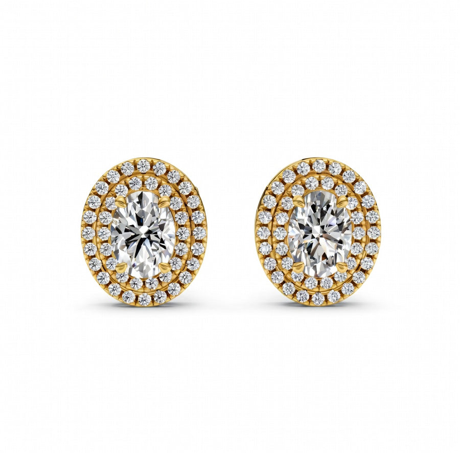 2.5 ct Oval Round Cut Stud Solitaire Diamond Earrings VS1 D White Gold 14k