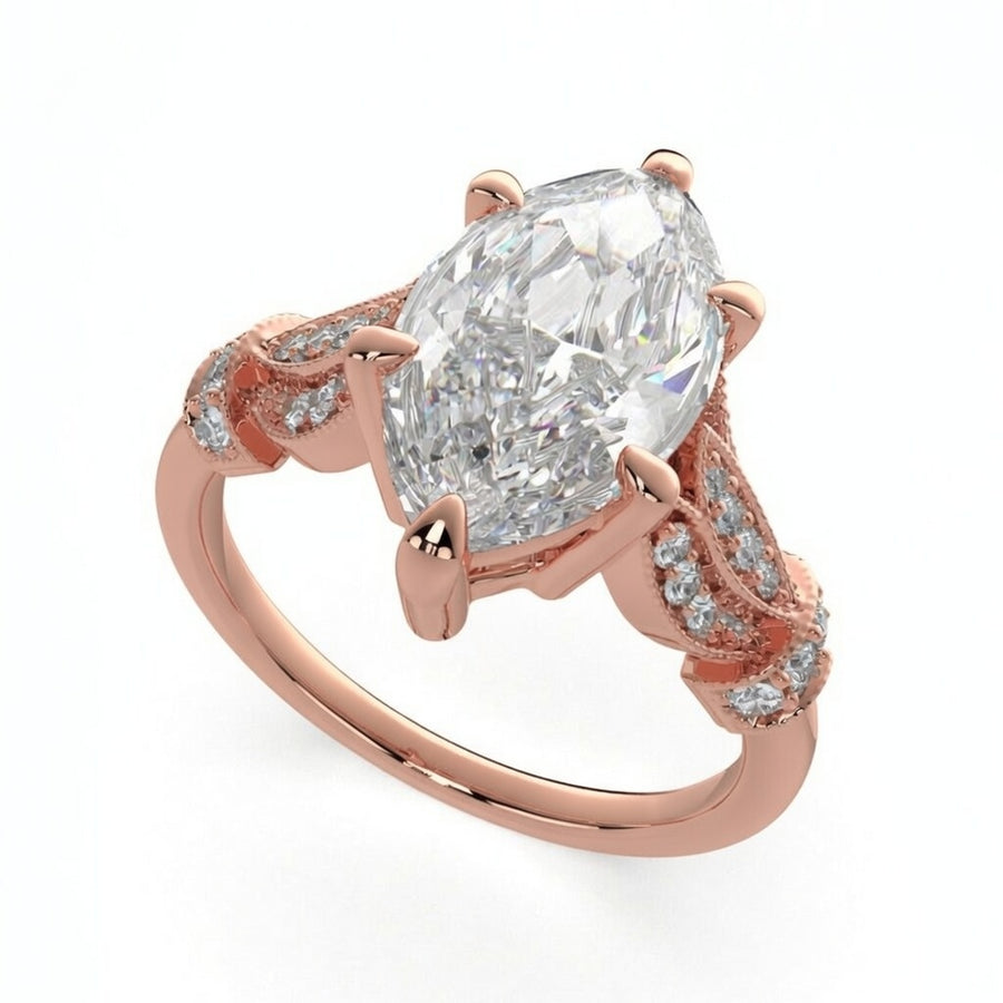 Nadia 4.15 Carat Marquise Cut Pave Milgrain Engagement Ring