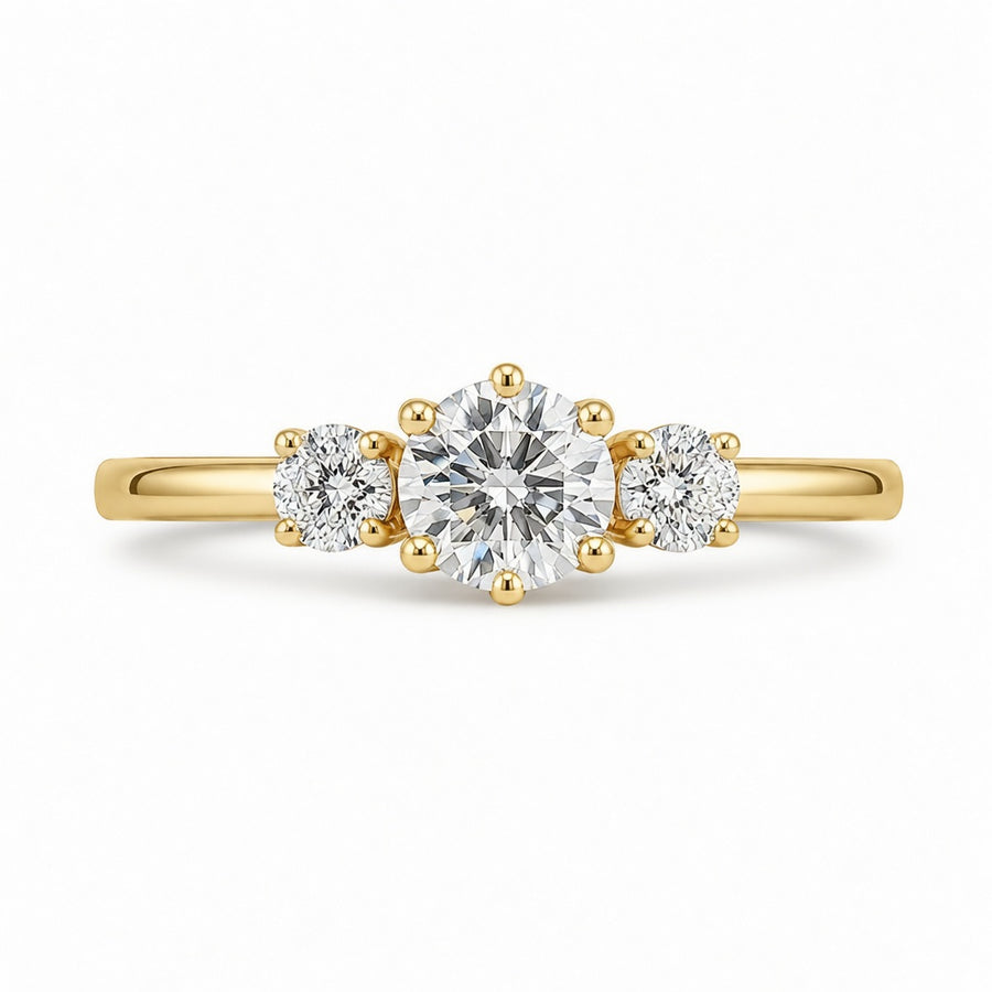 1.00 CT Brilliant Round Cut Lab-Grown Diamond Three-Stone Engagement Ring in 14K White Gold – Genuine Trilogy Wedding Design