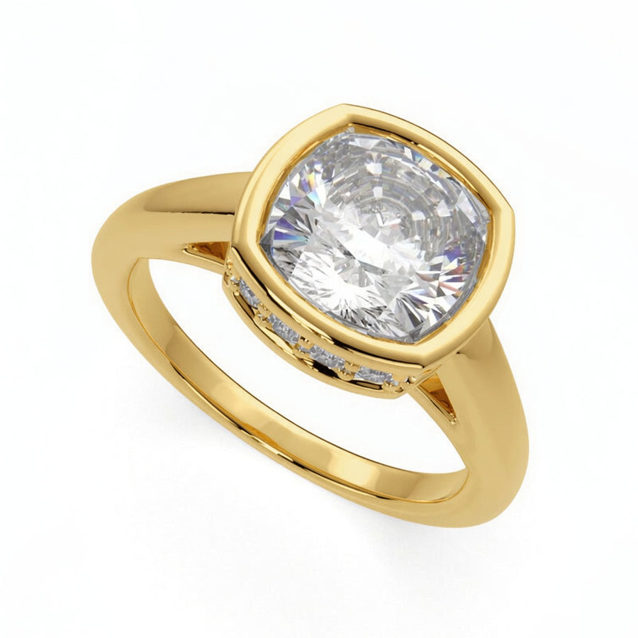 Xenia 3.15 Carat Cushion Cut Halo Pave Solitaire Engagement Ring