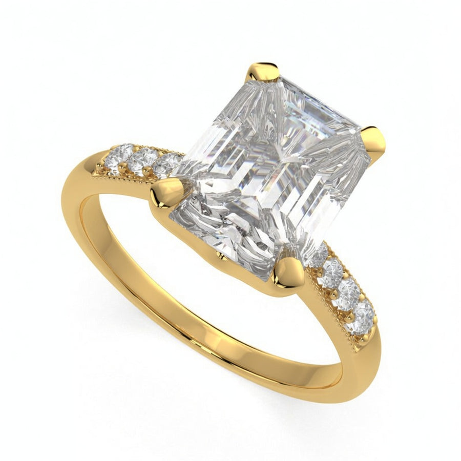 Federica 4.4 Carat Emerald Cut 4 Prong Engagement Ring